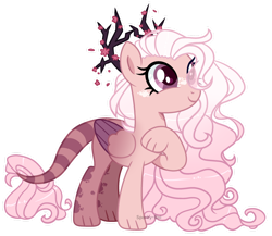 Size: 1280x1112 | Tagged: safe, artist:sparky-boi, derpibooru import, oc, oc:sakura, hybrid, female, interspecies offspring, offspring, parent:discord, parent:fluttershy, parents:discoshy, simple background, solo, transparent background