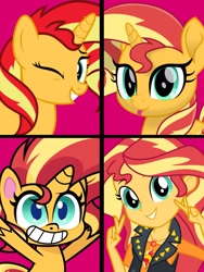 Size: 1717x2284 | Tagged: safe, artist:orin331, derpibooru import, sunset shimmer, pony, unicorn, better together, equestria girls, my little pony: pony life, my little pony: the movie, :p, bipedal, cute, female, g4 to g4.5, geode of empathy, grin, magical geodes, mare, movie accurate, one eye closed, ponified, shimmerbetes, smiling, tongue, tongue out, wink