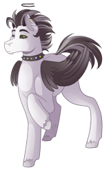 Size: 2000x3100 | Tagged: safe, artist:kikirdcz, derpibooru import, oc, pegasus, pony, black sclera, choker, colored wings, male, simple background, solo, spiked choker, stallion, transparent background, wings