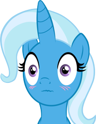 Size: 1053x1362 | Tagged: safe, artist:kyoshyu, derpibooru import, trixie, pony, blushing, simple background, solo, transparent background, wavy mouth