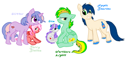 Size: 1528x721 | Tagged: safe, artist:cat4lyst, derpibooru import, oc, oc only, oc:apple bourbon, oc:berry blossom, oc:gem, oc:glitter sparkle, oc:northern lights, dracony, earth pony, hybrid, pegasus, pony, unicorn, colt, female, filly, interspecies offspring, magical lesbian spawn, male, offspring, parent:applejack, parent:big macintosh, parent:fluttershy, parent:pinkie pie, parent:rainbow dash, parent:rarity, parent:soarin', parent:spike, parent:spitfire, parent:twilight sparkle, parents:fluttermac, parents:soarinjack, parents:sparity, parents:spitdash, parents:twinkie, simple background, white background