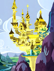 Size: 547x720 | Tagged: safe, derpibooru import, canterlot, canterlot castle, castle, gold, no pony, show bible, water