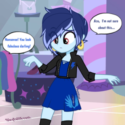 Size: 1448x1448 | Tagged: safe, artist:skyfallfrost, derpibooru import, oc, equestria girls, clothes, darling, dress, jacket, shoes, solo, zettai ryouiki