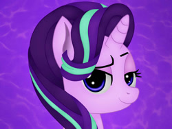 Size: 1024x768 | Tagged: safe, artist:jon080, derpibooru import, starlight glimmer, pony, unicorn, female, looking at you, mare, purple background, simple background, smiling, smiling at you, solo