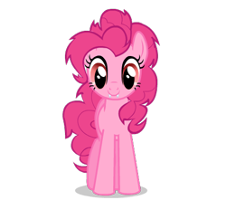 Size: 455x403 | Tagged: safe, artist:jakeneutron, derpibooru import, pinkie pie, bat pony, earth pony, alternate cutie mark, bat ponified, female, front view, looking at you, pinkiebat, puppet, race swap, red eyes, redesign, simple background, smiling, solo, species swap, transparent background, vector, wingless, wingless bat pony