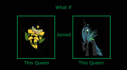 Size: 1378x768 | Tagged: safe, artist:dashiesparkle edit, artist:kayman13, derpibooru import, queen chrysalis, changeling, changeling queen, antagonist, crossover, female, meme, my life as a teenage robot, vexus, what if