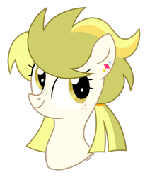 Size: 1269x1547 | Tagged: safe, artist:petruse4ka, derpibooru import, oc, oc only, earth pony, pony, bust, ear piercing, earth pony oc, eyelashes, freckles, piercing, simple background, smiling, solo, transparent background