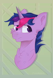 Size: 2200x3200 | Tagged: safe, artist:ponyangle, derpibooru import, dusk shine, twilight sparkle, pony, unicorn, head, male, rule 63, solo, stallion