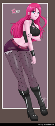 Size: 692x1570 | Tagged: safe, artist:clouddg, derpibooru import, pinkie pie, equestria girls, belly button, boots, clothes, erect nipples, nipple outline, pinkamena diane pie, shoes, stockings, thigh highs