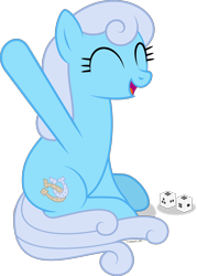 Size: 1622x2264 | Tagged: safe, artist:thatusualguy06, derpibooru import, linky, shoeshine, earth pony, pony, atg 2021, dice, eyes closed, female, mare, newbie artist training grounds, open mouth, simple background, sitting, solo, transparent background, vector