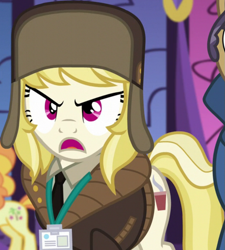 Size: 789x876 | Tagged: safe, derpibooru import, screencap, joe pescolt, march gustysnows, tropical dream, earth pony, pony, princess spike (episode), season 5, cropped, female, mare, offscreen character, solo focus