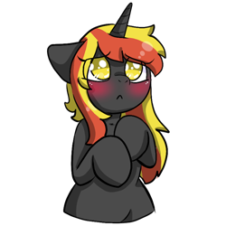 Size: 512x512 | Tagged: safe, artist:alex69vodka, derpibooru import, oc, oc only, oc:java, pony, unicorn, blushing, female, simple background, sticker, transparent background