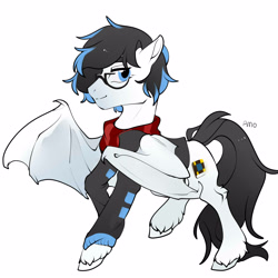 Size: 3500x3500 | Tagged: safe, artist:amo, derpibooru import, oc, oc only, oc:lyon iceberg, bat pony, simple background, solo, white background