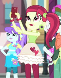 Size: 520x667 | Tagged: safe, derpibooru import, screencap, aqua blossom, rarity, rose heart, scott green, better together, display of affection, equestria girls, cropped