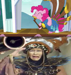 Size: 1024x1091 | Tagged: safe, artist:chipmunkraccoonoz, derpibooru import, edit, screencap, pinkie pie, kyoryu sentai zyuranger, mighty morphin power rangers, power rangers, rita repulsa, yovidaphone