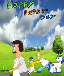 Size: 2540x3028 | Tagged: safe, derpibooru import, shining armor, asphyxiation, bob belcher, bob's burgers, choking, crossover, family guy, father, father's day, homer simpson, male, peter griffin, strangling, the simpsons