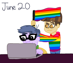 Size: 2000x1738 | Tagged: safe, artist:bigpurplemuppet99, derpibooru import, microchips, wiz kid, equestria girls, pride, pride flag