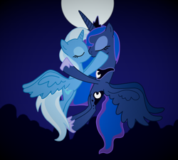 Size: 2000x1800 | Tagged: safe, artist:manerg, derpibooru exclusive, derpibooru import, princess luna, trixie, alicorn, alicornified, eyes closed, female, kissing, lesbian, luxie, race swap, shipping, trixiecorn