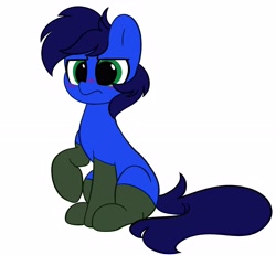 Size: 4096x3778 | Tagged: safe, artist:kittyrosie, derpibooru import, oc, oc only, earth pony, blue, blushing, clothes, earth pony oc, frown, green eyes, male, raised hoof, raised leg, simple background, socks, solo, stallion, white background, ych result