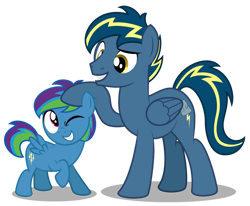 Size: 1600x1320 | Tagged: safe, artist:aleximusprime, derpibooru import, oc, oc:storm streak, oc:thunderhead, pegasus, flurry heart's story, colt, father and child, father and son, father's day, male, noogie, parent and child, parent:oc:thunderhead, parent:rainbow dash, parents:canon x oc