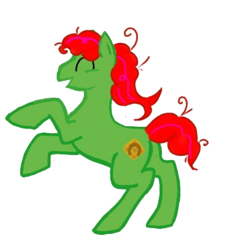 Size: 980x1064 | Tagged: safe, oc, oc:wafflestomp, ponybooru collab 2021, green coat, happy, red mane, red tail