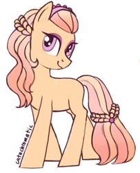 Size: 1249x1535 | Tagged: safe, artist:catachromatic, derpibooru import, oc, oc only, crystal pony, earth pony, pony, blank flank, braided tail, eyeshadow, makeup, solo, unnamed oc