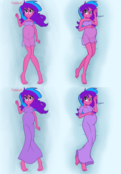Size: 3352x4800 | Tagged: safe, artist:chelseawest, derpibooru import, part of a series, part of a set, oc, oc:melody aurora, human, equestria girls, belly button, body pillow, body pillow design, clothes, cute, dress, female, heart eyes, linea nigra, lingerie, looking at you, lying, lying down, ocbetes, offspring, outie belly button, parent:flash sentry, parent:twilight sparkle, parents:flashlight, pregnant, solo, wingding eyes
