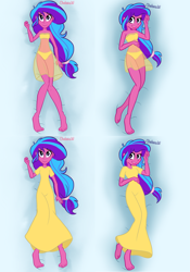 Size: 3352x4800 | Tagged: safe, artist:chelseawest, derpibooru import, part of a series, part of a set, oc, oc:melody aurora, human, equestria girls, barefoot, belly button, body pillow, body pillow design, clothes, cute, dress, feet, female, heart eyes, linea nigra, lingerie, looking at you, lying, lying down, ocbetes, offspring, parent:flash sentry, parent:twilight sparkle, parents:flashlight, solo, wingding eyes