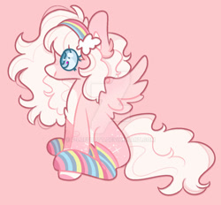 Size: 1280x1189 | Tagged: safe, artist:f-luffbutt, derpibooru import, oc, oc:peachy skies, pegasus, pony, clothes, deviantart watermark, female, mare, obtrusive watermark, simple background, socks, solo, striped socks, transparent background, watermark