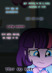 Size: 1920x2689 | Tagged: safe, artist:lhenao, derpibooru import, oc, oc:midny sparkle, human, equestria girls, abuse, crying, female, lip bite, sad, sadness, solo