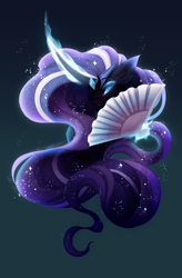 Size: 2300x3500 | Tagged: safe, artist:inspiredpixels, derpibooru import, nightmare rarity, pony, hand fan, magic, solo