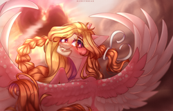 Size: 3280x2096 | Tagged: safe, artist:honeybbear, derpibooru import, oc, pegasus, pony, female, letter, mare, mouth hold, solo