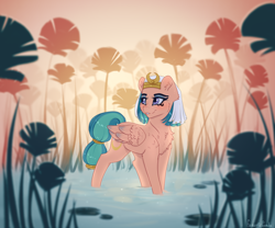 Size: 2304x1920 | Tagged: safe, artist:fanaticpanda, derpibooru import, somnambula, pegasus, pony, cheek fluff, chest fluff, ear fluff, ears, egyptian, eye of horus, female, kohl, leg fluff, lilypad, mare, plant, solo, water