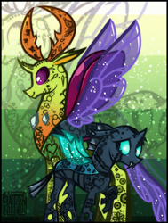 Size: 1451x1920 | Tagged: safe, artist:yugovostok, derpibooru import, thorax, changedling, changeling, coat markings, duality, heart, male, pattern, profile, self ponidox, speedpaint, zoom layer