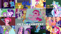 Size: 1280x721 | Tagged: safe, derpibooru import, edit, edited screencap, editor:quoterific, screencap, applejack, discord, fluttershy, indian summer, pinkie pie, princess cadance, princess celestia, princess luna, rainbow dash, rarity, silverstream, spike, starlight glimmer, twilight sparkle, unicorn twilight, draconequus, dragon, earth pony, hippogriff, pegasus, pony, unicorn, a canterlot wedding, a royal problem, bridle gossip, daring don't, horse play, make new friends but keep discord, pinkie pride, season 1, season 2, season 3, season 4, season 5, season 6, season 7, season 8, shadow play, spike at your service, the crystalling, the super speedy cider squeezy 6000, what about discord?, what lies beneath, spoiler:s08, applejack is not amused, applejack's hat, boop, butt, chalkboard, clothes, cowboy hat, crown, eye contact, facial hair, female, filly, flutterguy, fluttershy's cottage, flying, golden oaks library, grin, hairity, hat, jewelry, lidded eyes, looking at each other, male, mane seven, mane six, mare, moustache, night, nose in the air, nose to nose, noseboop, open mouth, out of context, plot, puffy cheeks, regalia, silverrage, smiling, spitty pie, sugarcube corner, sweet apple acres, twilight flopple, twilight's castle, unamused