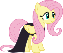 Size: 3548x3000 | Tagged: safe, artist:cloudyglow, derpibooru import, fluttershy, pegasus, pony, scare master, black dress, clothes, dress, female, mare, simple background, solo, transparent background, vector