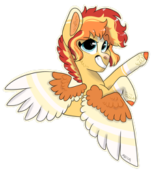 Size: 1402x1567 | Tagged: safe, artist:moccabliss, derpibooru import, oc, oc:flamespark, pegasus, pony, colored wings, female, mare, simple background, solo, transparent background, two toned wings, wings