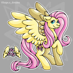 Size: 768x768 | Tagged: safe, artist:hopes-dream, derpibooru import, fluttershy, pony, abstract background, cute, daaaaaaaaaaaw, female, fluttershy's cutie mark, raised hoof, raised leg, shyabetes, solo