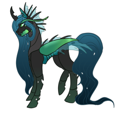 Size: 1097x1034 | Tagged: safe, artist:doctorbookwyrm, derpibooru import, queen chrysalis, changeling, exoskeleton, simple background, solo, transparent background