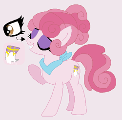 Size: 434x426 | Tagged: safe, artist:somecoconut, derpibooru import, oc, oc only, earth pony, pony, base used, earth pony oc, eyelashes, eyes closed, female, grin, housewife, makeup, mare, neckerchief, raised hoof, raised leg, reference sheet, simple background, smiling, solo, story included