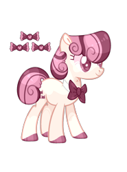 Size: 1432x1940 | Tagged: safe, artist:lilywolfpie-yt, derpibooru import, bon bon, sweetie drops, pony, alternate design, bowtie, simple background, solo, transparent background