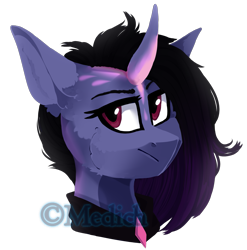 Size: 1919x1941 | Tagged: safe, artist:mediasmile666, derpibooru import, oc, oc only, pony, unicorn, bust, curved horn, female, horn, looking at you, mare, simple background, solo, transparent background