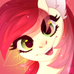 Size: 2255x2268 | Tagged: safe, artist:elektra-gertly, derpibooru import, roseluck, earth pony, pony, cute, open mouth