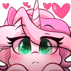 Size: 500x500 | Tagged: safe, artist:sakukitty, derpibooru import, oc, oc:saku, alicorn, pony, blushing, cute, ears, floppy ears, green eyes, heart, heart eyes, looking at you, simple background, solo, transparent background, wingding eyes