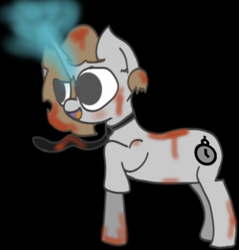 Size: 353x369 | Tagged: safe, artist:crucruh, oc, oc:crucruh, pony, unicorn, black background, blood, cutie mark, magic, simple background, tie