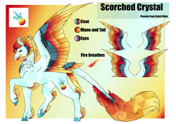 Size: 4961x3508 | Tagged: safe, artist:oneiria-fylakas, derpibooru import, oc, oc:scorched crystal, pegasus, pony, colored wings, male, multicolored wings, reference sheet, solo, stallion, wings