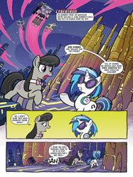 Size: 768x1024 | Tagged: safe, artist:tonyfleecs, derpibooru import, idw, dj pon-3, fluttershy, king sombra, octavia melody, twilight sparkle, twilight sparkle (alicorn), vinyl scratch, alicorn, earth pony, pegasus, unicorn, spoiler:comic, spoiler:the magic of cybertron03, bowtie, crossover, cybertron, decepticon, female, headphones, megatron, the magic of cybertron, transformers