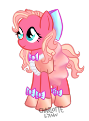 Size: 815x1106 | Tagged: safe, artist:pixels-and-ponies, derpibooru import, oc, oc only, oc:rose gold, earth pony, pony, bow, clothes, dress, earth pony oc, female, hair bow, mare, simple background, smiling, solo, transparent background