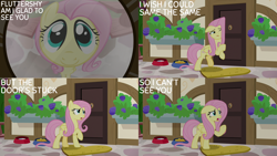 Size: 1280x720 | Tagged: safe, derpibooru import, edit, edited screencap, editor:quoterific, screencap, fluttershy, pegasus, pony, fluttershy leans in, season 7, cute, female, mare, one eye closed, open mouth, shyabetes, solo