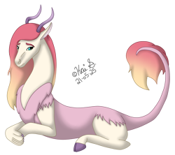 Size: 1024x910 | Tagged: safe, artist:n-the-giraffe, derpibooru import, oc, oc:entropy, draconequus, hybrid, draconequus oc, female, interspecies offspring, lying down, offspring, parent:discord, parent:fluttershy, parents:discoshy, prone, simple background, solo, transparent background